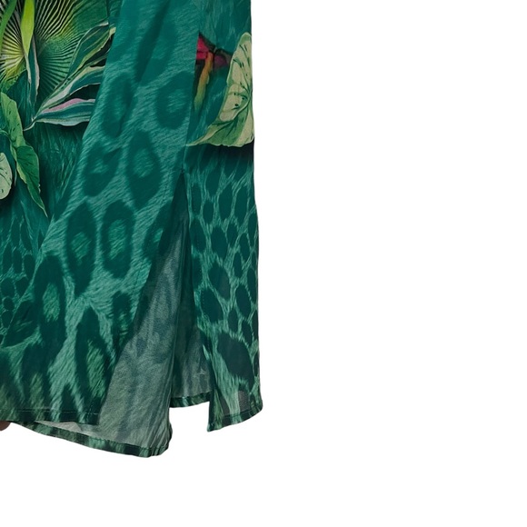 Chico's Tropical Print Semi Sheer Embellished Tunic Size 4/6 - Picture 4 of 9